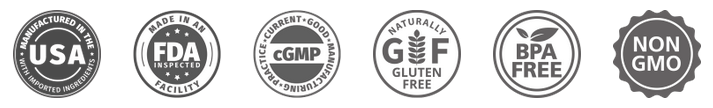 Made in USA, 100% natural, FDA approved, GMP certified badges for Synadentix 